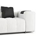 Modern White Fabric Sectional Sofa With Black Decorative Pillows And Stitched Design
