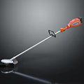 Orange And Silver Lawn Trimmer With Long Shaft Cutting Head And Handle