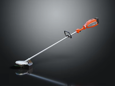 Orange And Silver Lawn Trimmer With Long Shaft Cutting Head And Handle 3d model