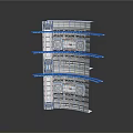 Multilevel Transparent Structure with Glass Frames Shelves and Internal Panels