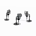 Three High Quality Professional Microphones On Stands For Studio Recording Use