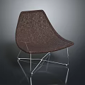 Stylish Modern Brown Wicker Chair With Curved Design And Metal Frame
