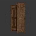 Vintage Wooden Cabinets Display Carved Details With One Closed And Open Design Featuring Internal Shelves