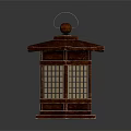 Traditional Wooden Hexagonal Lantern With Lattice Shade And Round Top Ornament Design
