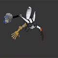 Game Movie Character with Goggles Mechanical Arm Red Scarf Hammer Weapon in Dynamic Pose