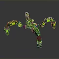 Green Yellow Mechanical Spider Robot 3D Render With Detailed Legged Structure Design 3d model