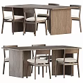 Modern Wooden Dining Table Set With Matching Chairs And Light Upholstered Seats