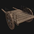 Cart earth cart truck two-wheeler game cart racket wood cart wood cart wood trailer ancient wooden cart low face number low model simple model realistic 3d model