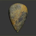 Wooden Stone Teardrop Shaped Decorative Piece With Natural Yellow Gray Orange Texture