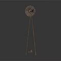 Vintage Windmill Model With Tripod Stand And Small Animal Figure