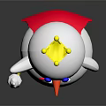 Adorable Snowman Figure With Yellow Crown Red Cape Blue Eyes Red Nose Scepter