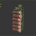 Camouflage Ammo Clip With Stacked Red And Gold Bullets On Dark Surface