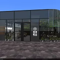 Bright Dessert Shop Interior Featuring Glass Display Cases Pastries Green Plants And Decorative Bicycle