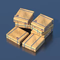 Stacked Brown Kraft Paper Wrapped Cardboard Boxes With Blue Tape For Home Storage