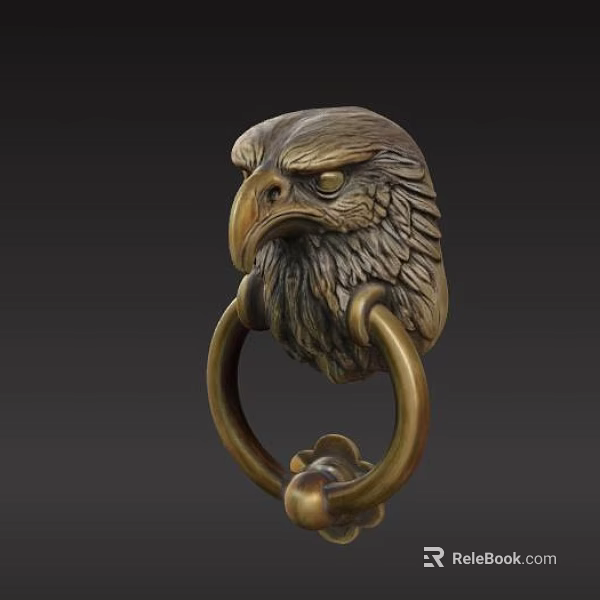 Eagle Head Design Door Handle with Brass Material and Intricate Carving 3d model