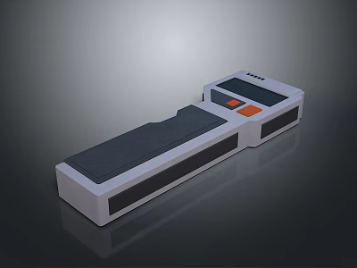 Modern Compact Scanner With White Body Black Scanning Area Orange Button And Top Indicator Lights 3d model