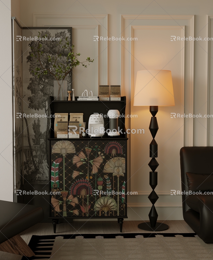 French Middle Style Decorative Cabinet Combination 3d model