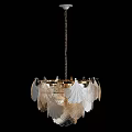 Elegant Modern Chandelier With Gold Chain And Scalloped Glass Decorative Shades