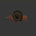 Playful 3D Octopus Wearing Pirate Hat Holding Sword With Small Barrel