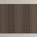 Dark Brown Wall Panels with Simple Lines and Rectangular Decorations Neatly Arranged 3d model