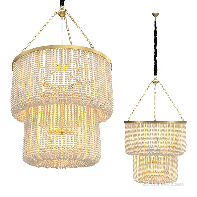 Elegant Beaded Table Lamp With Gold Frame Layered Design And Warm Glowing Light 3d model 