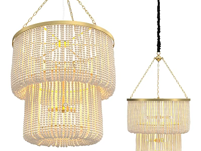 Elegant Beaded Table Lamp With Gold Frame Layered Design And Warm Glowing Light 3d model