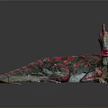 Vibrant Artistic Dinosaur Model With Red Green Stripes And Crest Prehistoric Creature