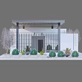 Wall Structure Design With Gray Panel White Frame And Brick Texture Details