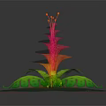 Cartoon Scene Featuring Colorful Plant With Pink Yellow Orange Petals Green Leaves And Grass