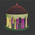Classical Dome Structure With Black Roof And Stone Columns On Circular Base 3d model