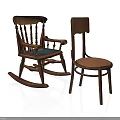 Wooden Rocking Chair with Armrest and Simple Straight Leg Chair Design