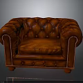 Classic Red Leather Tufted Armchair With Rolled Arms And Nailhead Trim Design