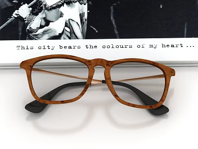 Wooden Frame Rectangular Glasses With Retro Design And Lightweight Structure 3d model
