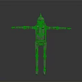 Metallic Robot Structure With Outstretched Arms Legs Head Antenna And Worn Texture 3d model