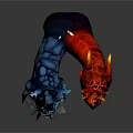 Two Headed Mythical Dragon Creature With Blue Ice And Red Flame Features