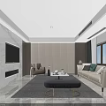 Modern Dining and Living Room Interior With Round Table Gray Chairs Yellow Flowers And Bookshelves