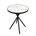 Modern Round Side Table With Marble Tabletop And Black Three Legged Stand 3d model