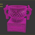 Classical Ceramic Vessel With Two Mythical Beast Handles Intricate Raised Decorations And Square Base