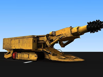 Yellow Tracked Industrial Equipment With Long Arm And Drill Mechanism 3d model