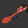 Red Spoon Shaped Toy Car With Coca Cola Logo And Black Wheels