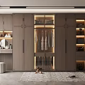 Modern Wooden Wardrobe with Lighting Hanging Clothes and Dressing Table Mirror