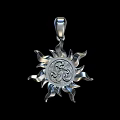 Silver Sun Shaped Jewelry Pendant With Intricate Yin Yang Symbol Design