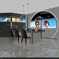 Modern Eyewear Specialty Store Interior With Display Screens Counter And Seating Area