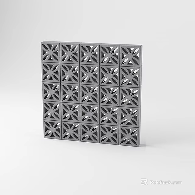 Gray Decorative Partition With Intricate Geometric Patterns And Hollow Design 3d model