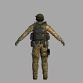 Game Movie Character Wearing Camouflage Uniform Helmet Goggles And Tactical Vest