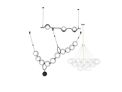 Modern Elegant Chandelier With Glass Balls For Contemporary Interior Design 3d model