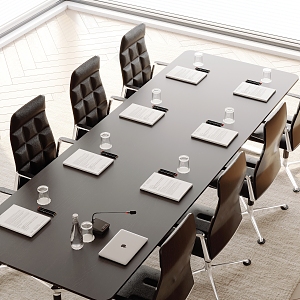 Modern conference table and chair combination 3d model