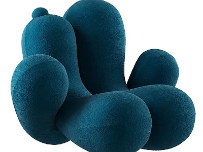Teal Plush Bean Bag Chair With Rounded Curved Design And Soft Comfortable Fabric 3d model