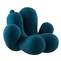 Teal Plush Bean Bag Chair With Rounded Curved Design And Soft Comfortable Fabric