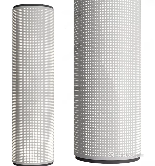 Silver Cylindrical Objects With Dot Pattern And Smooth Surface Design 3d model